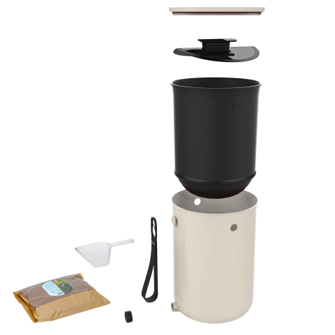 Organko White Kitchen Composter - With Bran