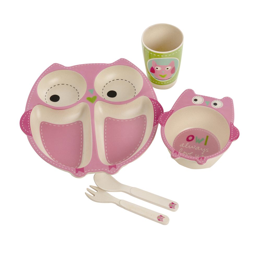 Eddingtons Eco Bamboo 5PC Kids Dinner Set - Owl