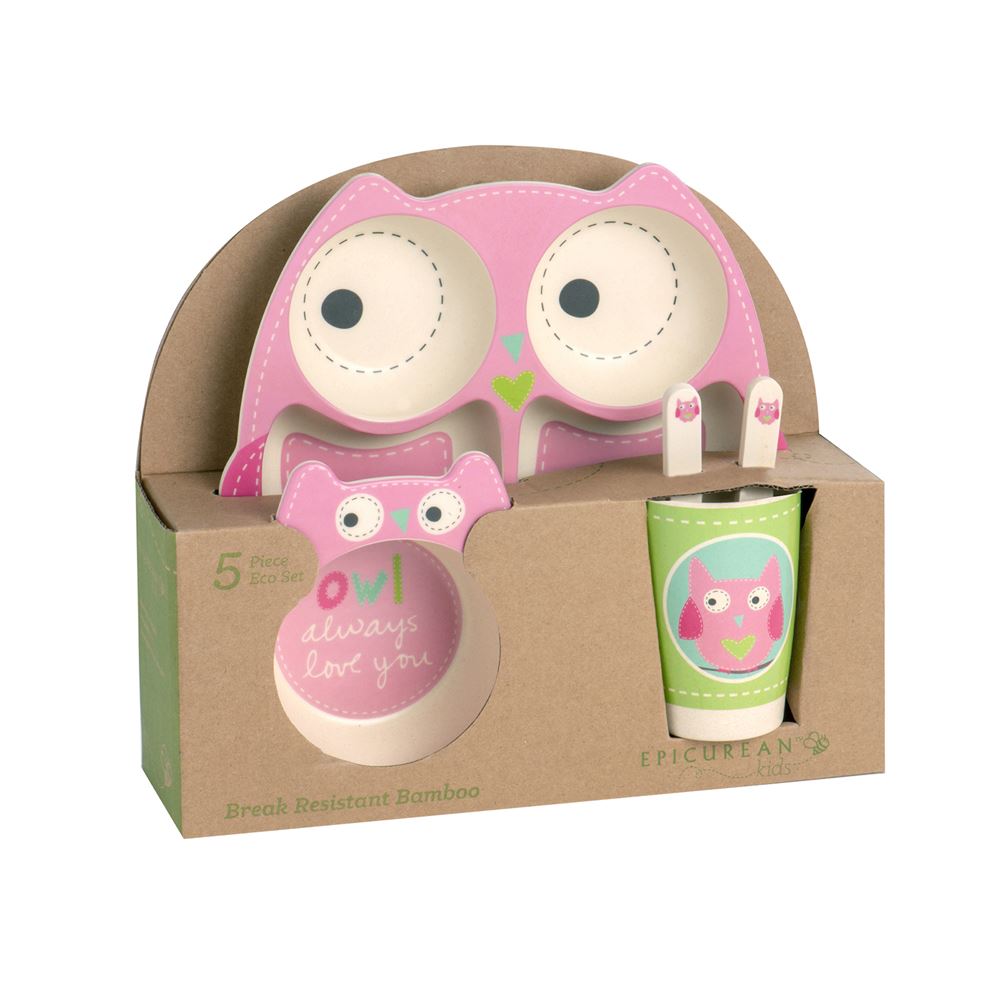 Eddingtons Eco Bamboo 5PC Kids Dinner Set - Owl