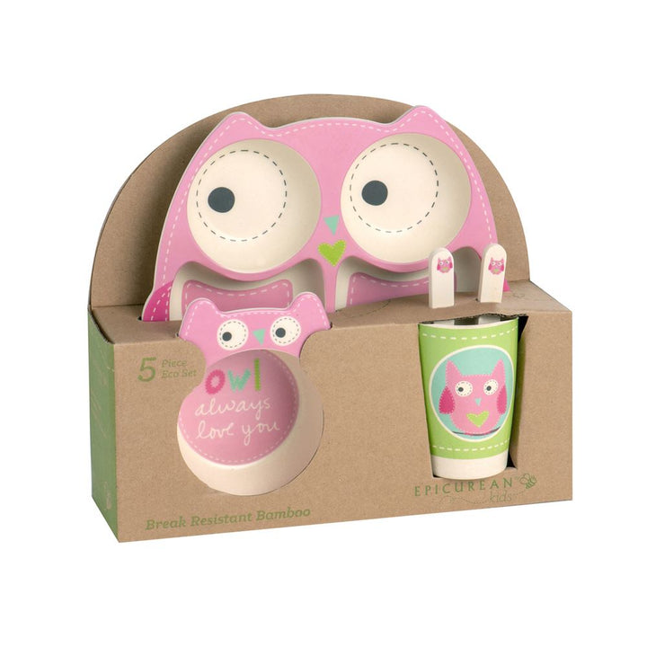 Eddingtons Eco Bamboo 5PC Kids Dinner Set - Owl