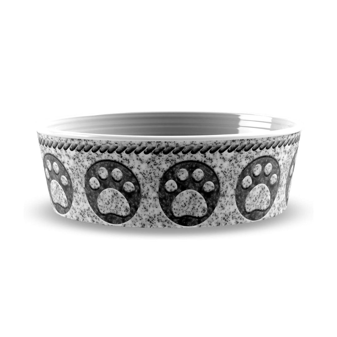 Charcoal Paw Print Melamine Pet Bowl - Large