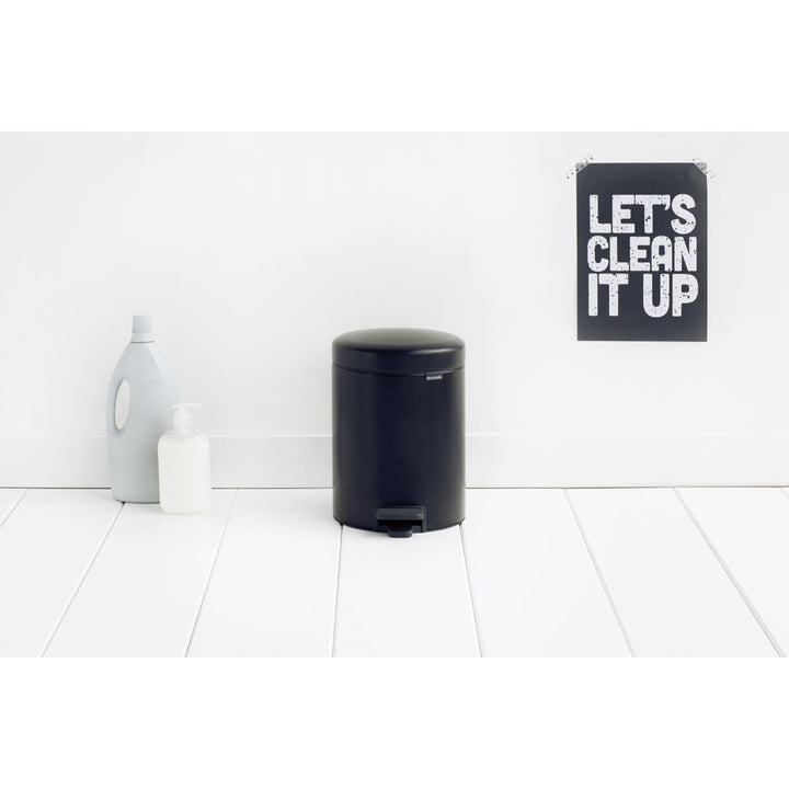 Brabantia NewIcon Matt Black Pedal Bin - 5L Size