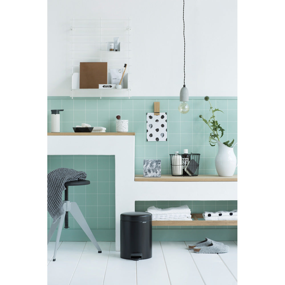 Brabantia NewIcon Matt Black Pedal Bin - 5L Size