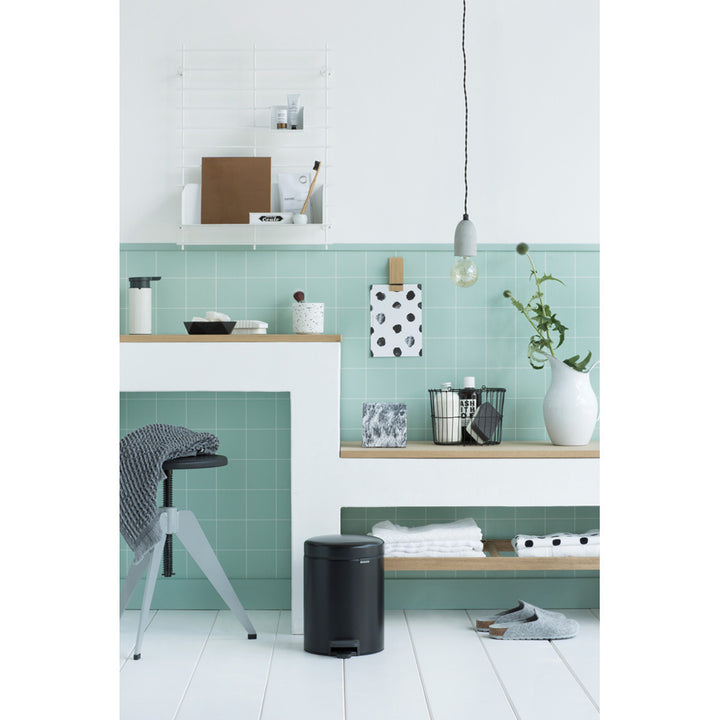 Brabantia NewIcon Matt Black Pedal Bin - 5L Size
