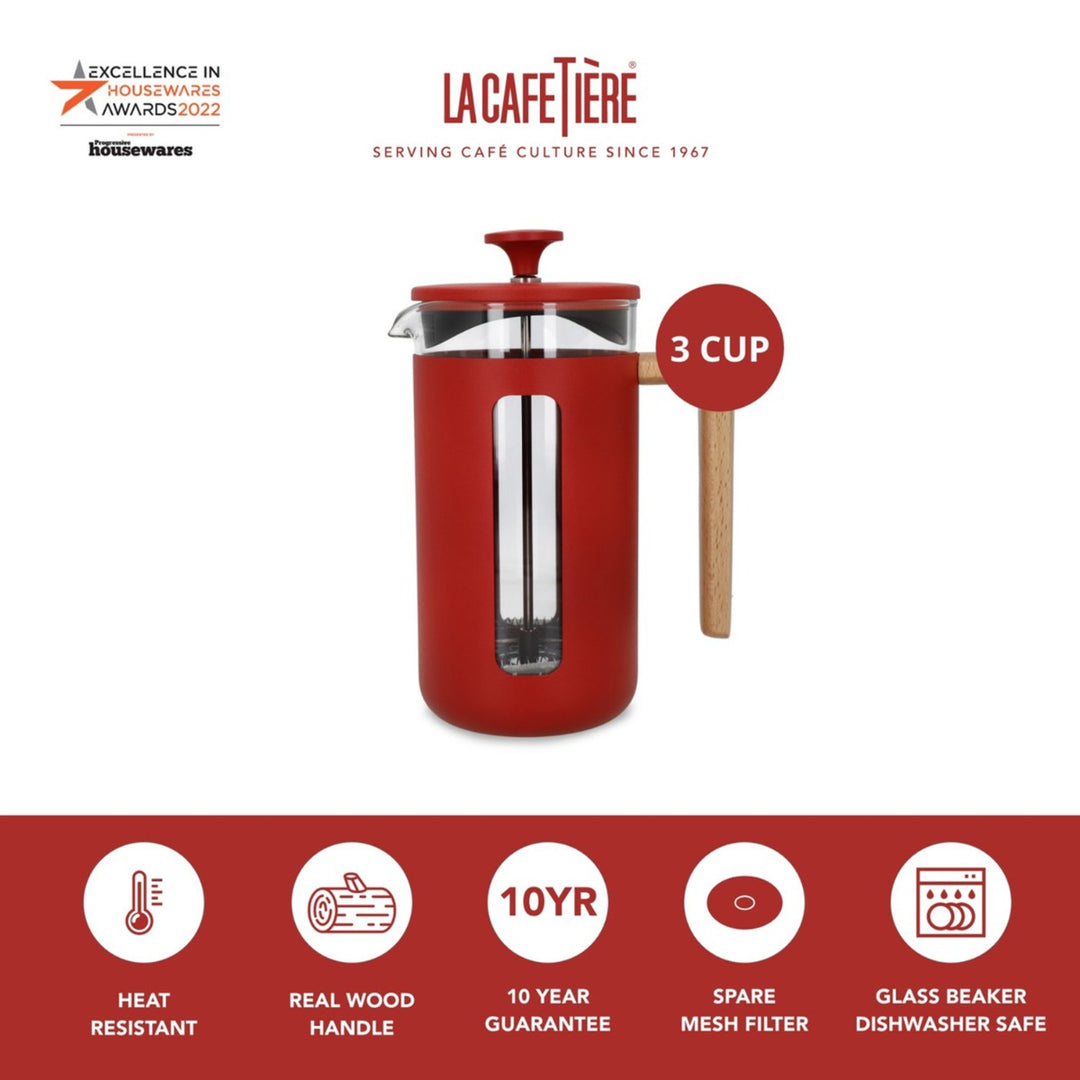 La Cafetiére Pisa Red Cafetiere - 3 Cup