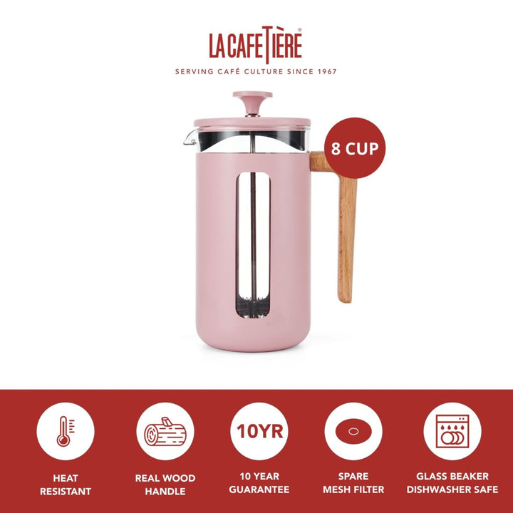 La Cafetiére Pisa Pink Cafetiere - 8 Cup