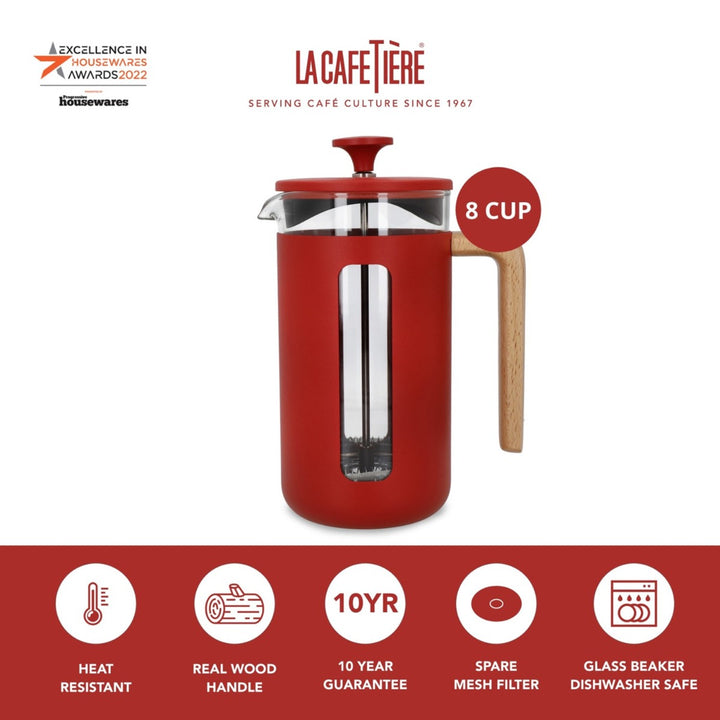 La Cafetiére Pisa Red Cafetiere - 8 Cup