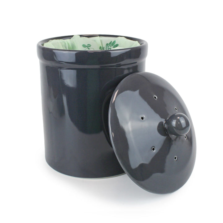 Portland Ceramic Compost Caddy - Dark Grey