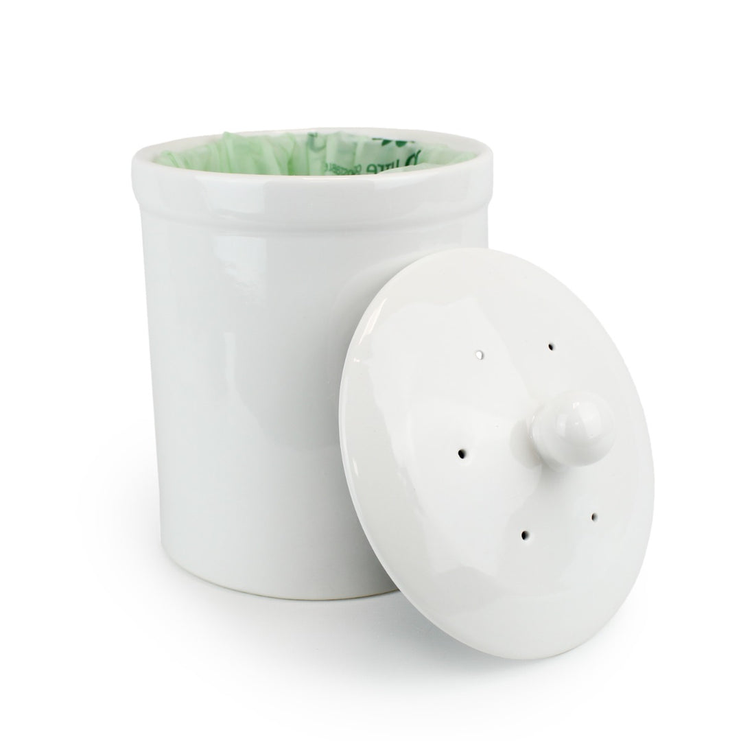 Portland Ceramic Compost Caddy - White