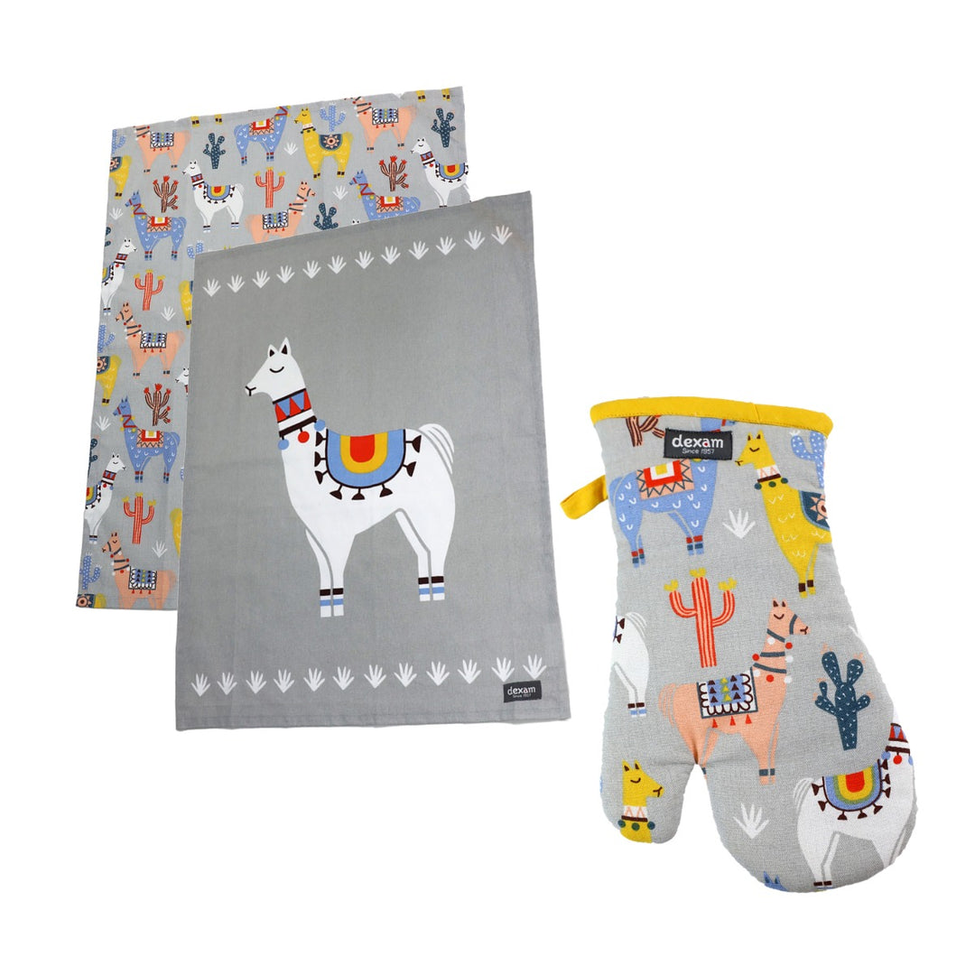 Dexam No Probllama Tea Towels & Oven Gauntlet Set