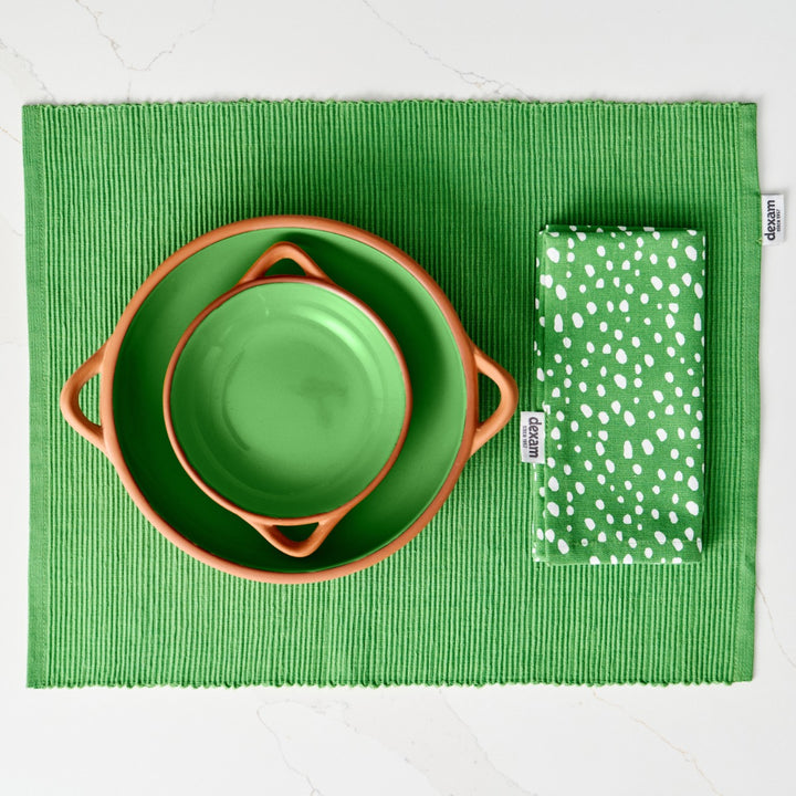 Dexam Sintra Spotted Recycled Cotton Napkin & Placemat Set -  Green