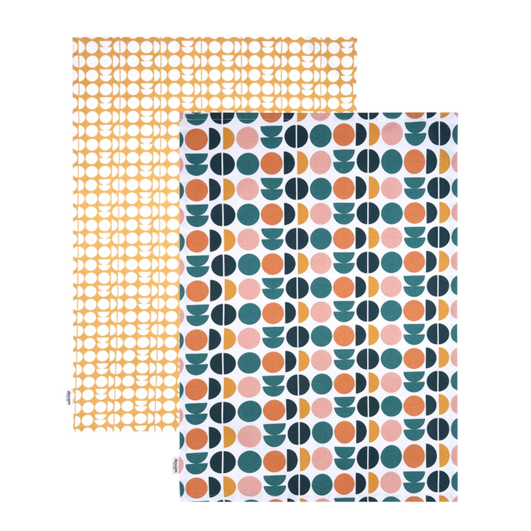 Dexam Retro Spot Recycled Cotton Tea Towels Set