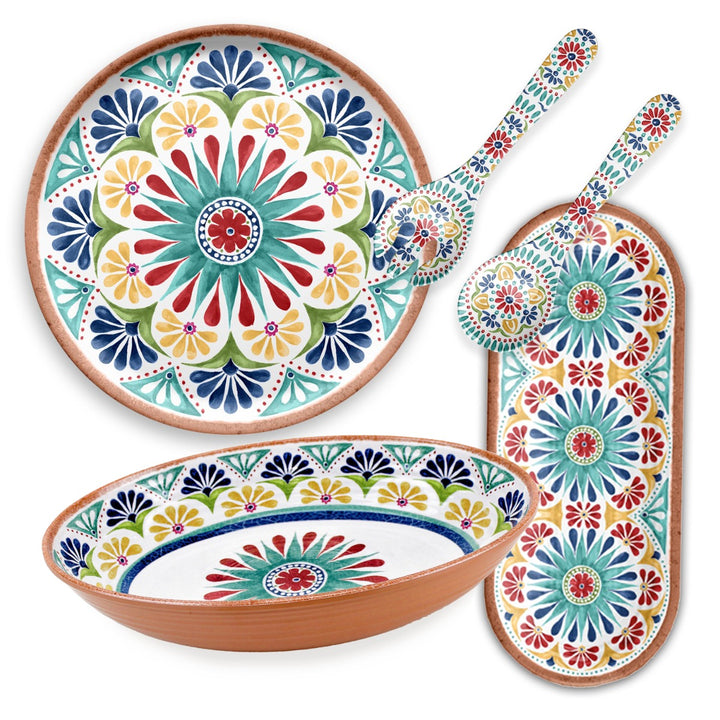 Rio Medallion Melamine Oval Bowl, Oval Tray, Platter & Salad Servers Set