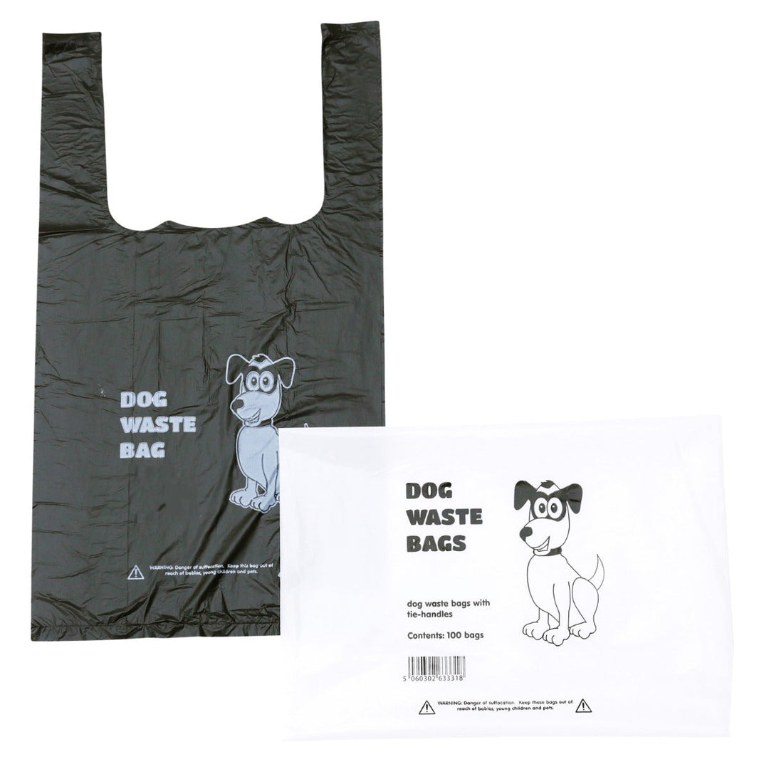 Black Tie-Handle Dog Poo/Waste Bags - Packs of 100