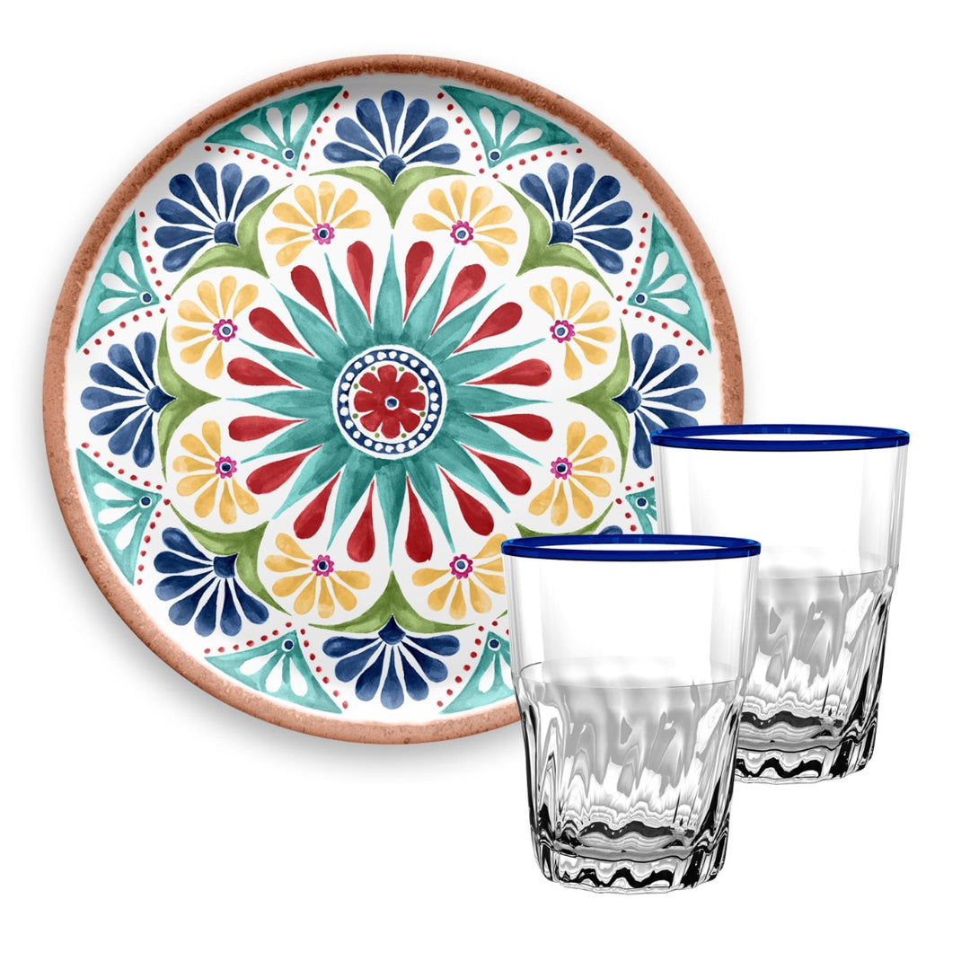Rio Medallion Melamine Platter & Tumblers Serving Set