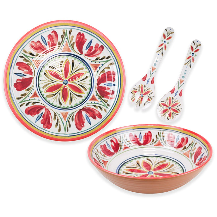 Mediterranean Melamine 3 Piece Salad Serving & Platter Set