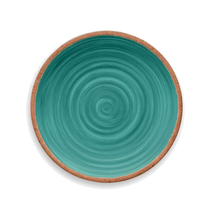Rustic Swirl Turquoise Melamine Dinner & Side Plate Set