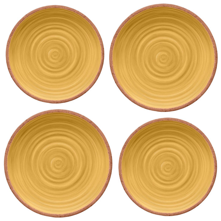 Rustic Swirl Yellow Melamine Dinner & Side Plate Set