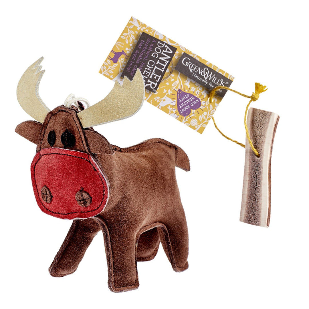 Green & Wilds Dog Christmas Gift Set - Rudy Reindeer & Chew Option