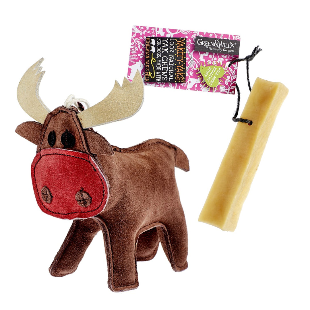 Green & Wilds Dog Christmas Gift Set - Rudy Reindeer & Chew Option