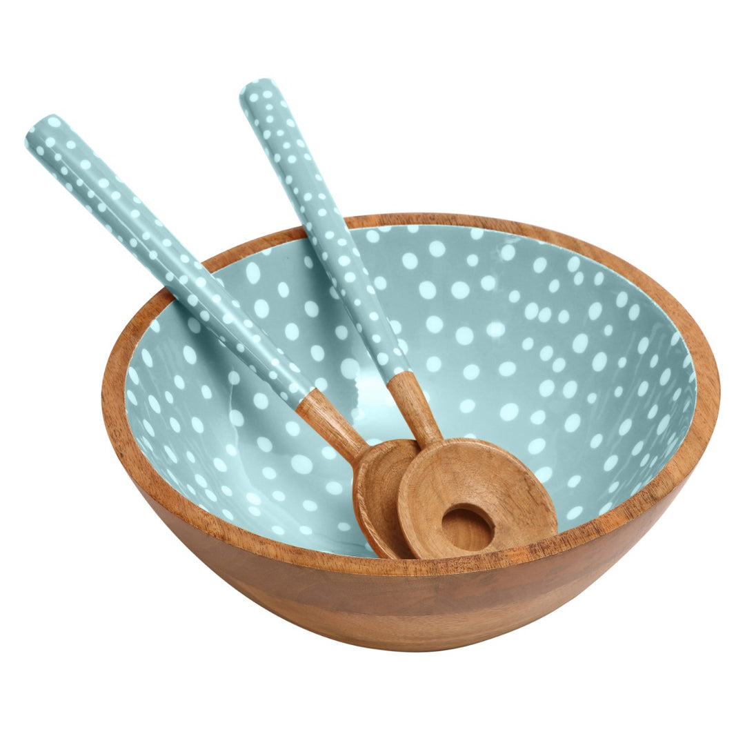 Dexam Sintra Mango Wood Salad Bowl - Duck Egg