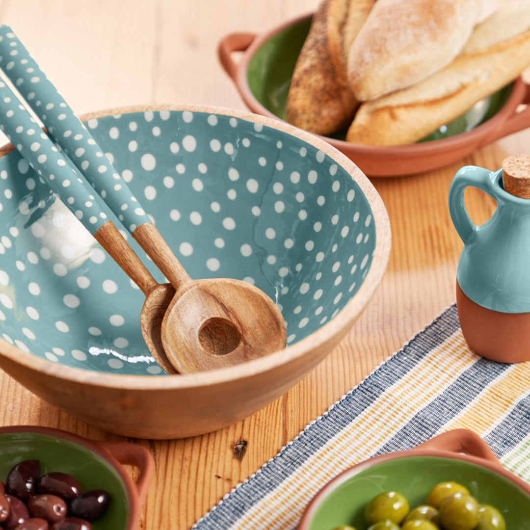 Dexam Sintra Mango Wood Salad Bowl - Duck Egg