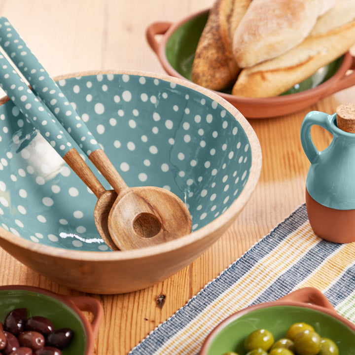 Dexam Sintra Mango Wood Salad Bowl - Duck Egg