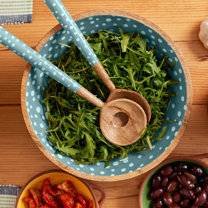 Dexam Sintra Mango Wood Salad Bowl - Duck Egg
