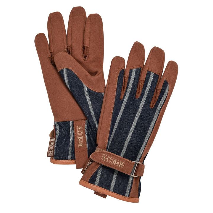 Sophie Conran 'Everyday' Striped Gardening Gloves - Navy Ticking