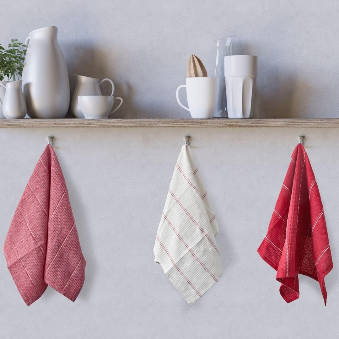 Le Chateau Waffle Tea Towels Set - Red