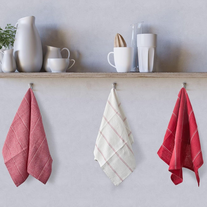 Le Chateau Waffle Tea Towels Set - Red
