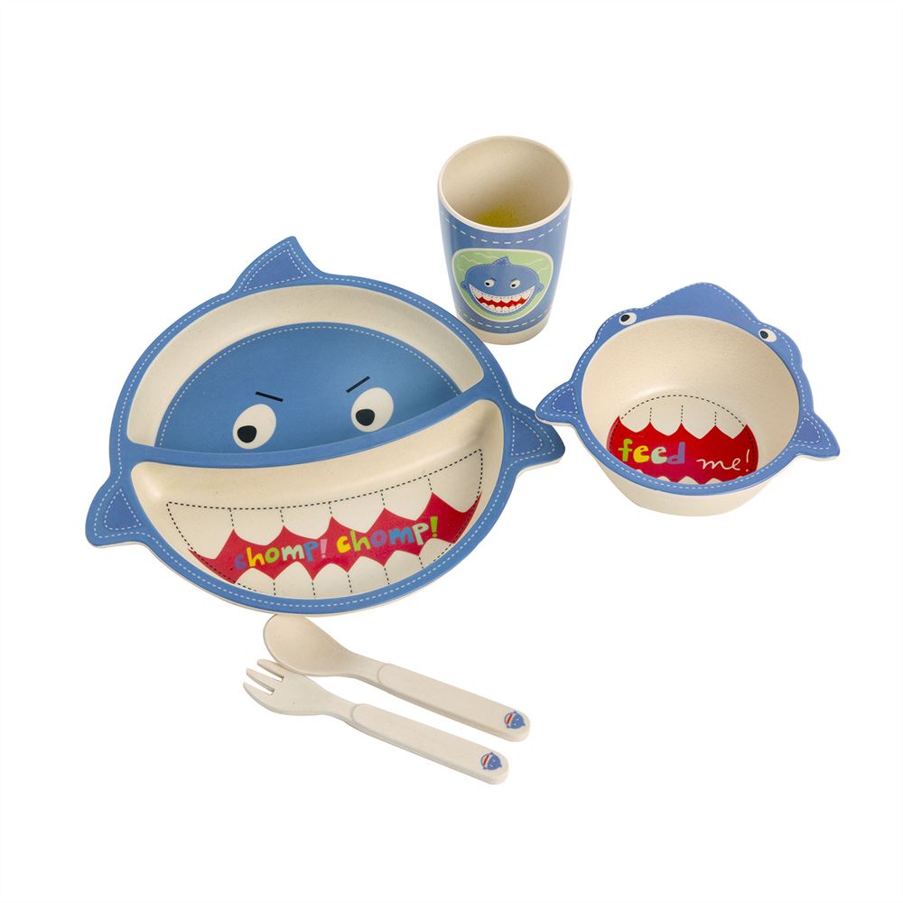 Eddingtons Eco Bamboo 5PC Kids Dinner Set - Shark