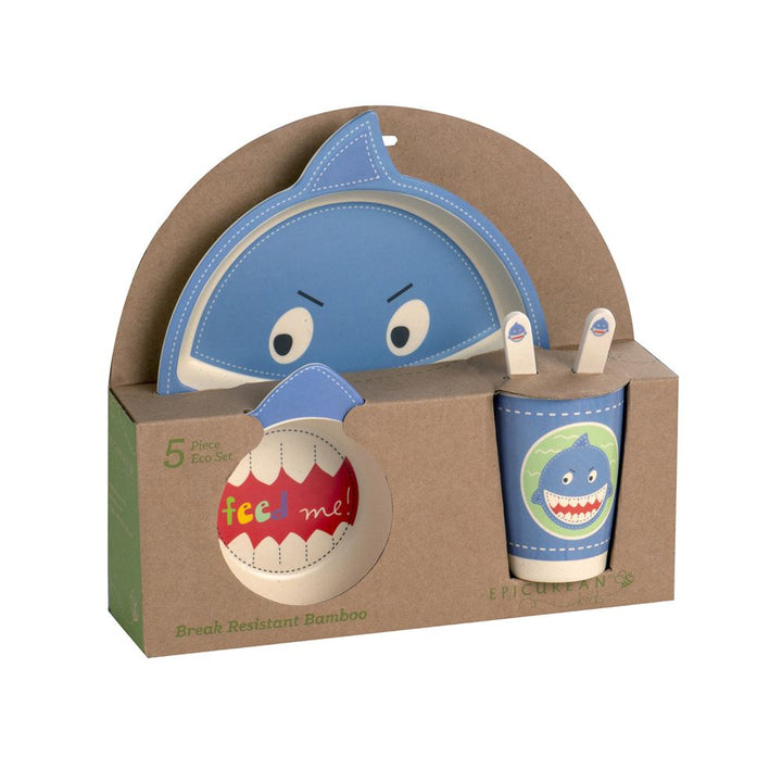 Eddingtons Eco Bamboo 5PC Kids Dinner Set - Shark