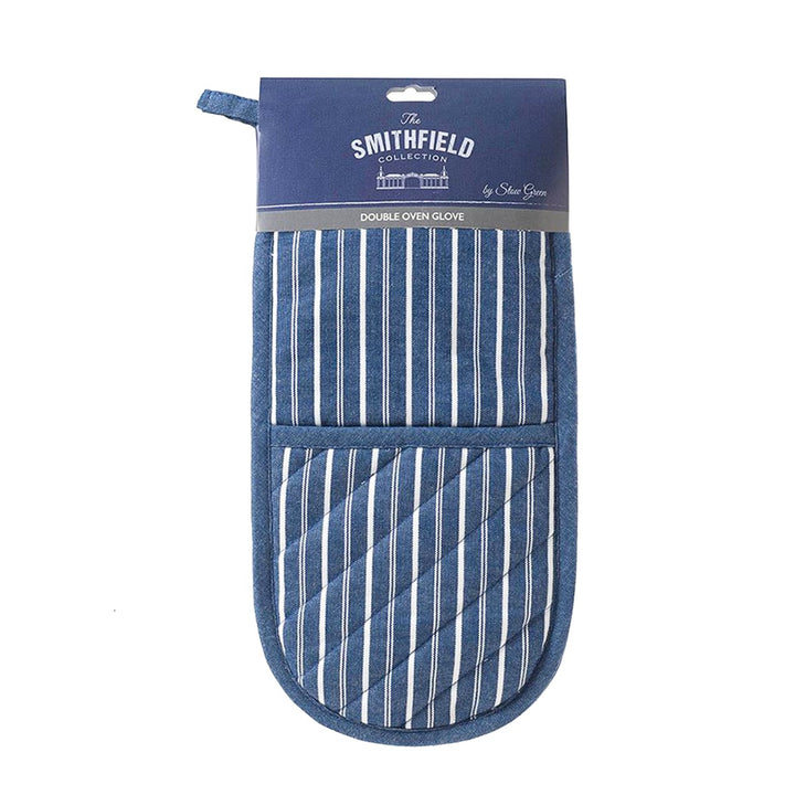 Stow Green Smithfield Blue Butchers Stripe Double Oven Glove