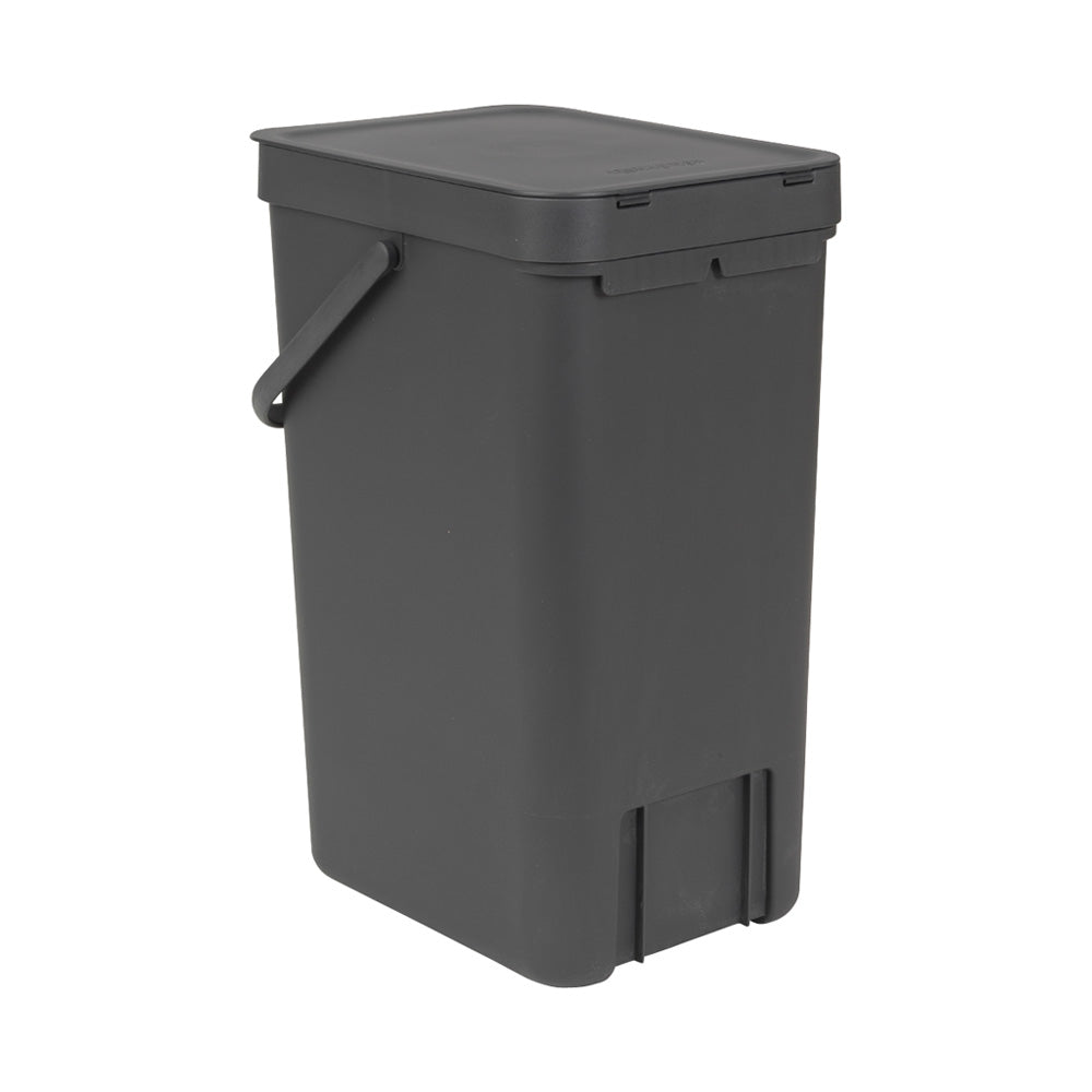Brabantia Sort & Go Dark Grey Kitchen Recycling Bin - 16L Size