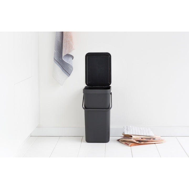 Brabantia Sort & Go Dark Grey Kitchen Recycling Bin - 16L Size