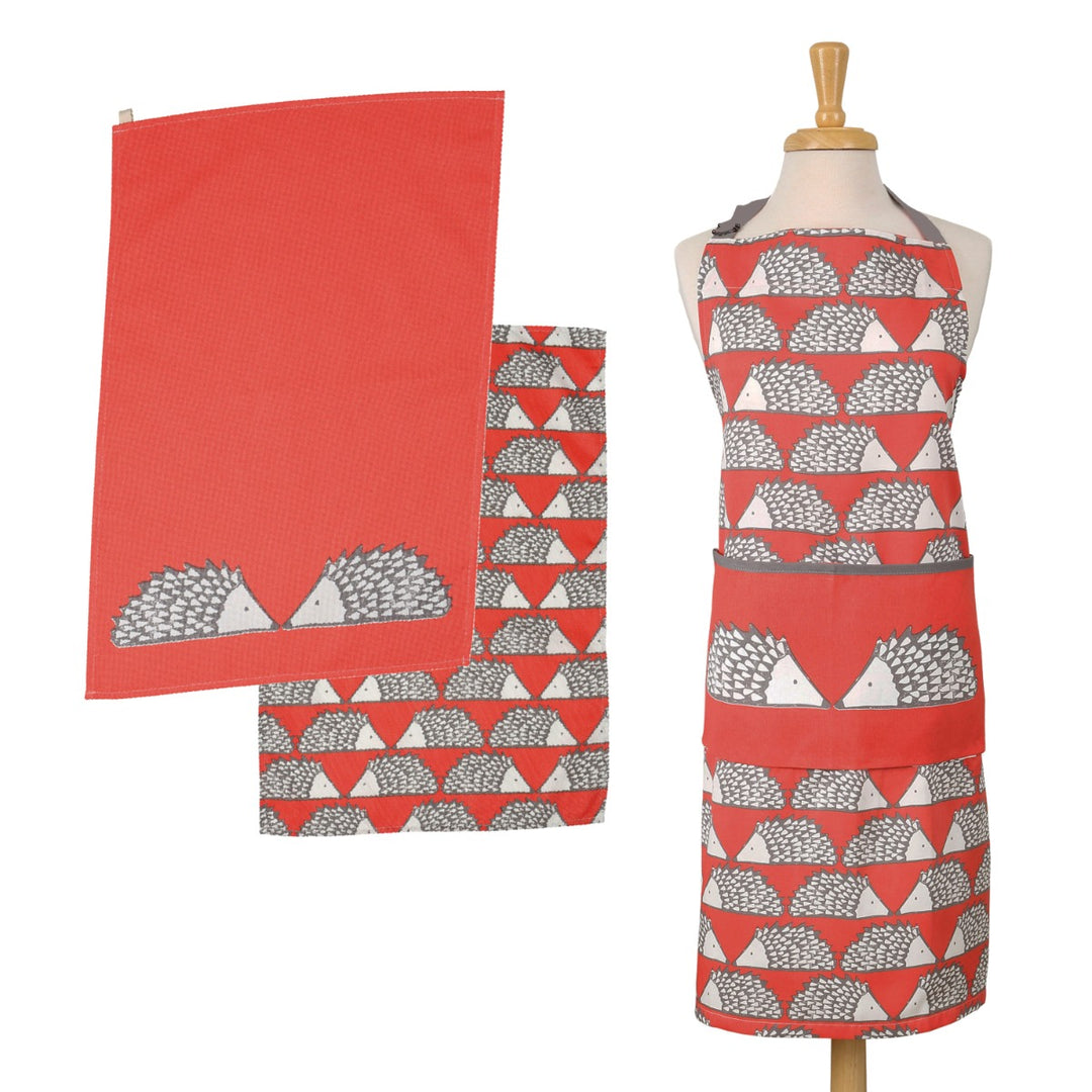 Scion Spike Apron & Tea Towels Set - Red