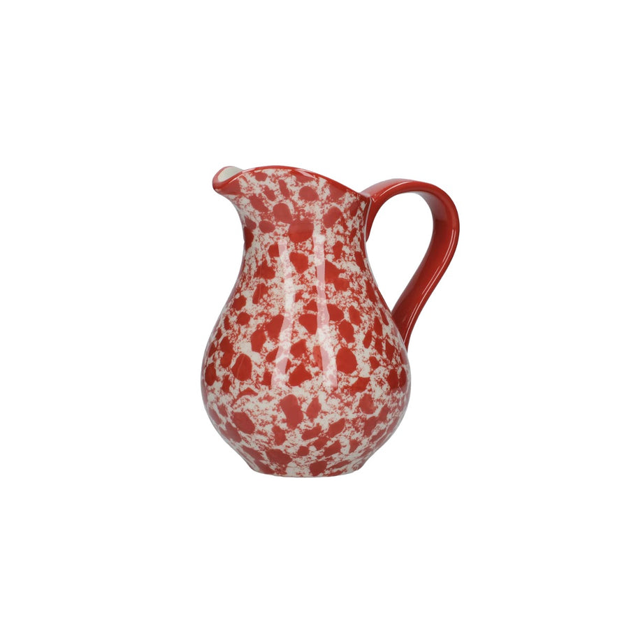 london pottery red and white speckled ceramic jug for milk, cream or gravy