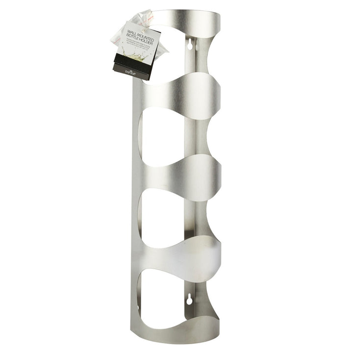 BarCraft Wall Mounted Stainess Steel 4 Bottle Wine Rack