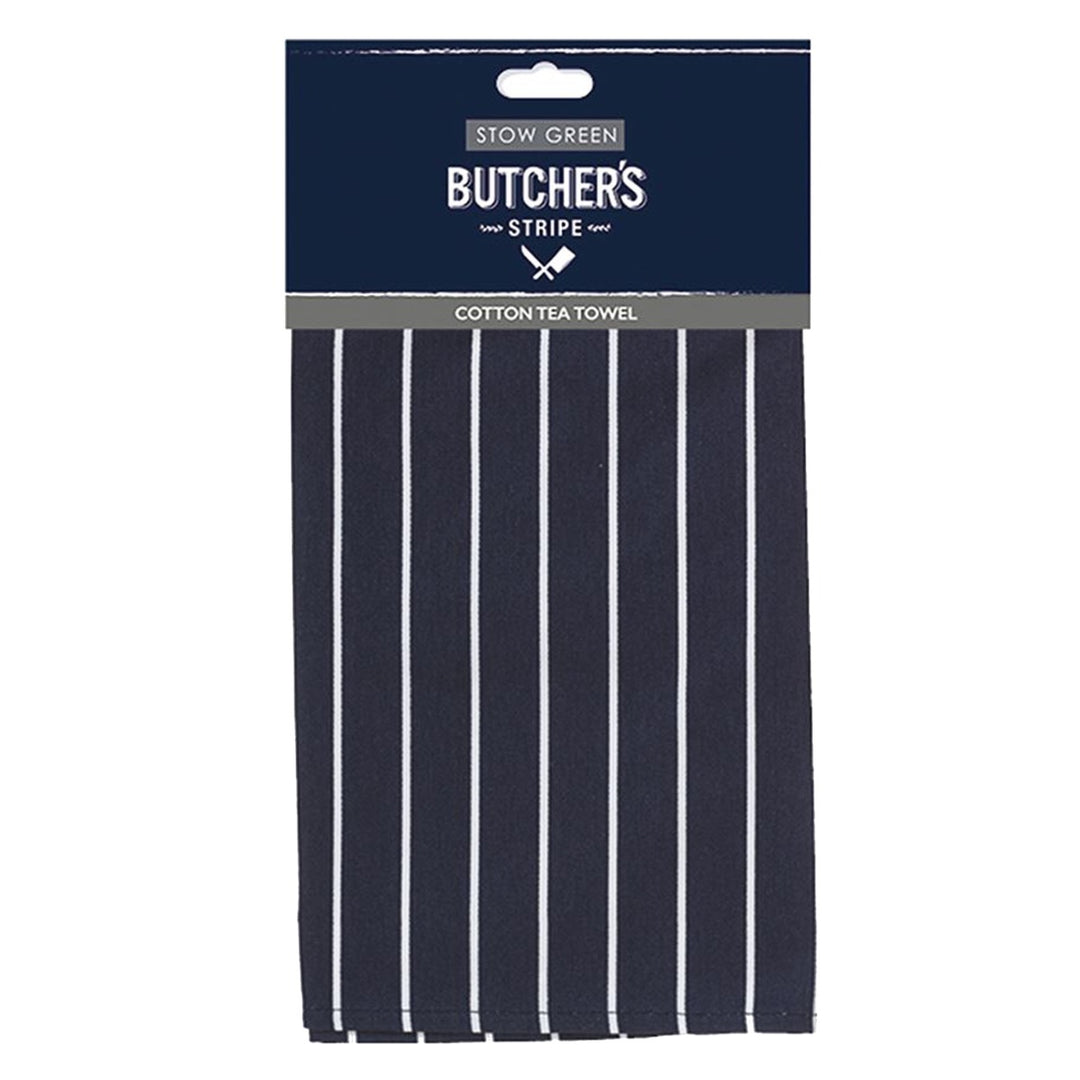 Stow Green Navy Butchers Stripe Tea Towel