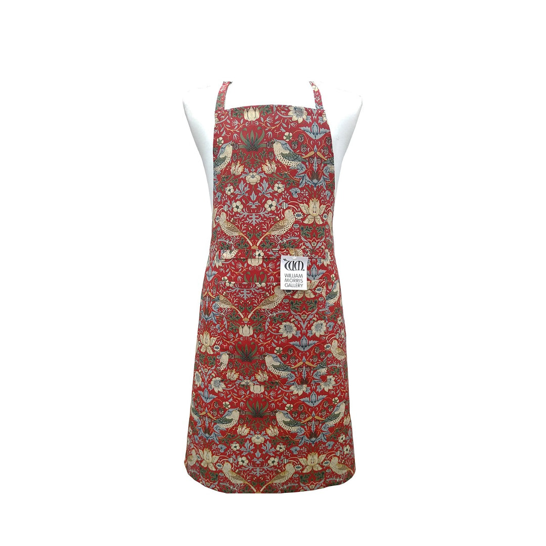 William Morris Fruit designed cotton apron with an adjustable halter neck strap