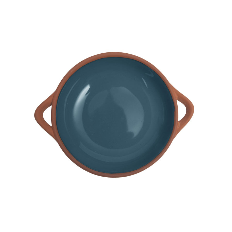 small blue terracotta tapas dish