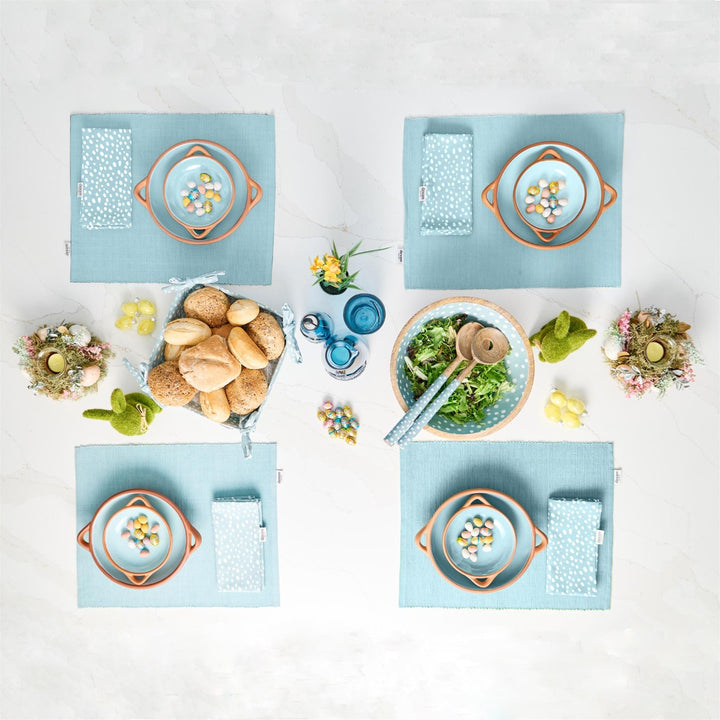 Dexam Sintra Spotted Recycled Cotton Napkin & Placemat Set - Duck Egg