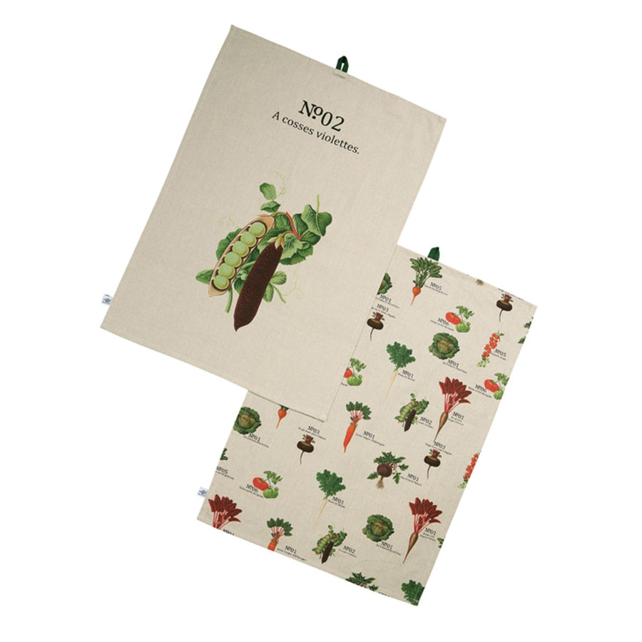 Tea towel set with vegetable print