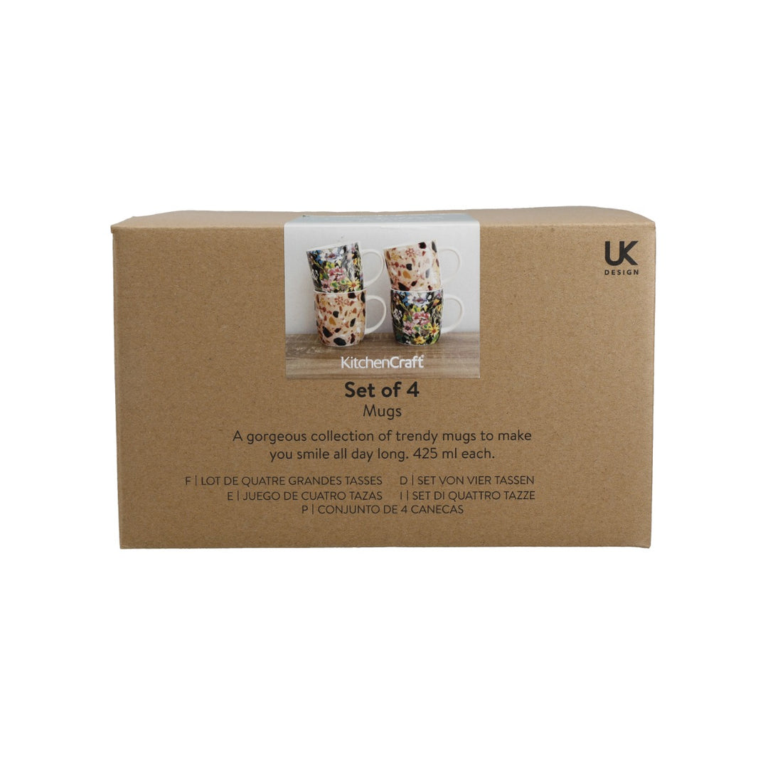KitchenCraft Terrazzo Floral Barrel Mug Set
