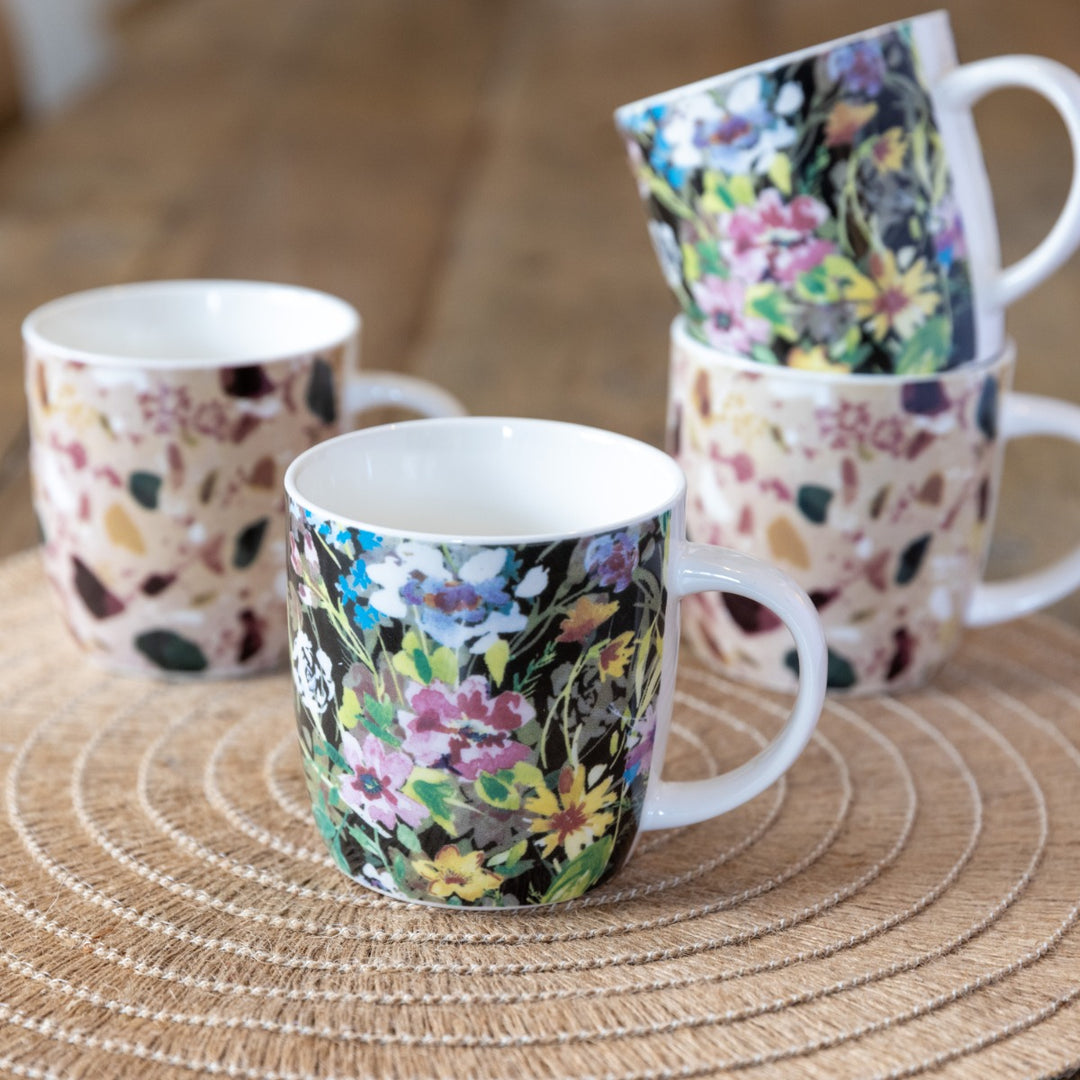 KitchenCraft Terrazzo Floral Barrel Mug Set