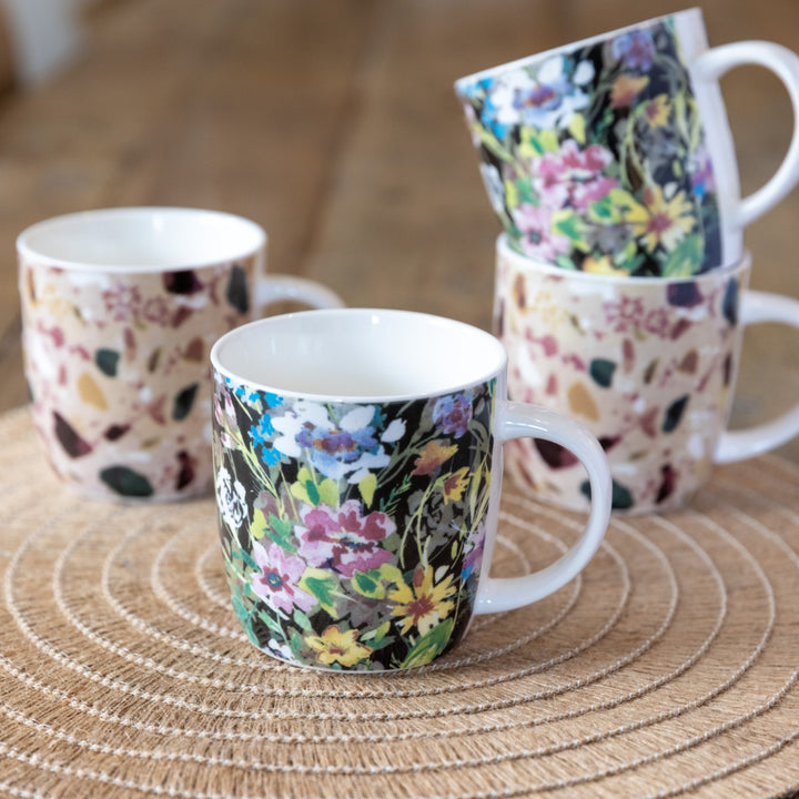KitchenCraft Terrazzo Floral Barrel Mug Set