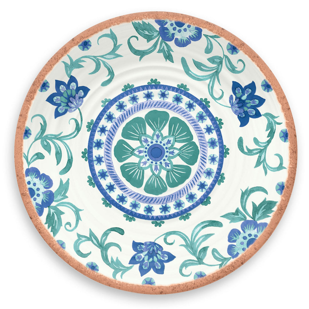 Turquoise Floral Melamine Salad Serving Set with Platter