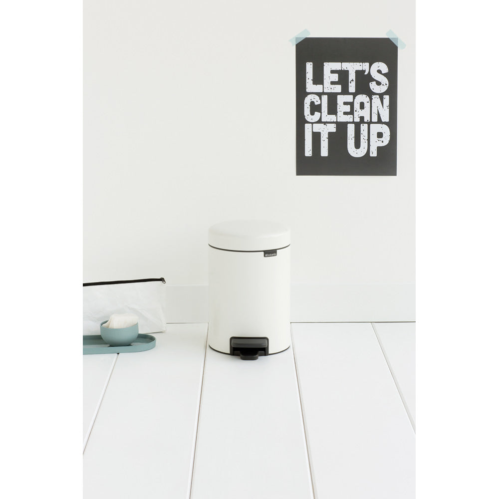 Brabantia NewIcon White Pedal Bin - 3L Size