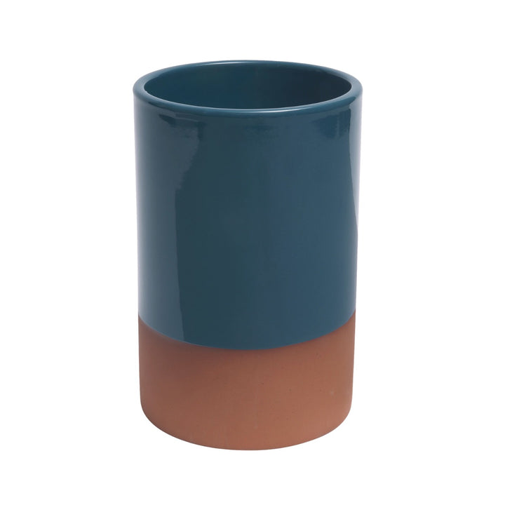 dark blue glazed terracotta wine cooler